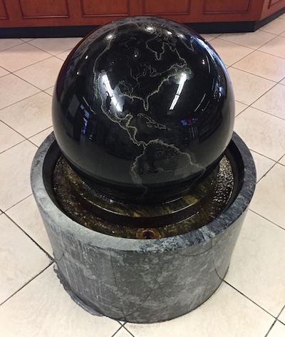 A kugel fountain globe